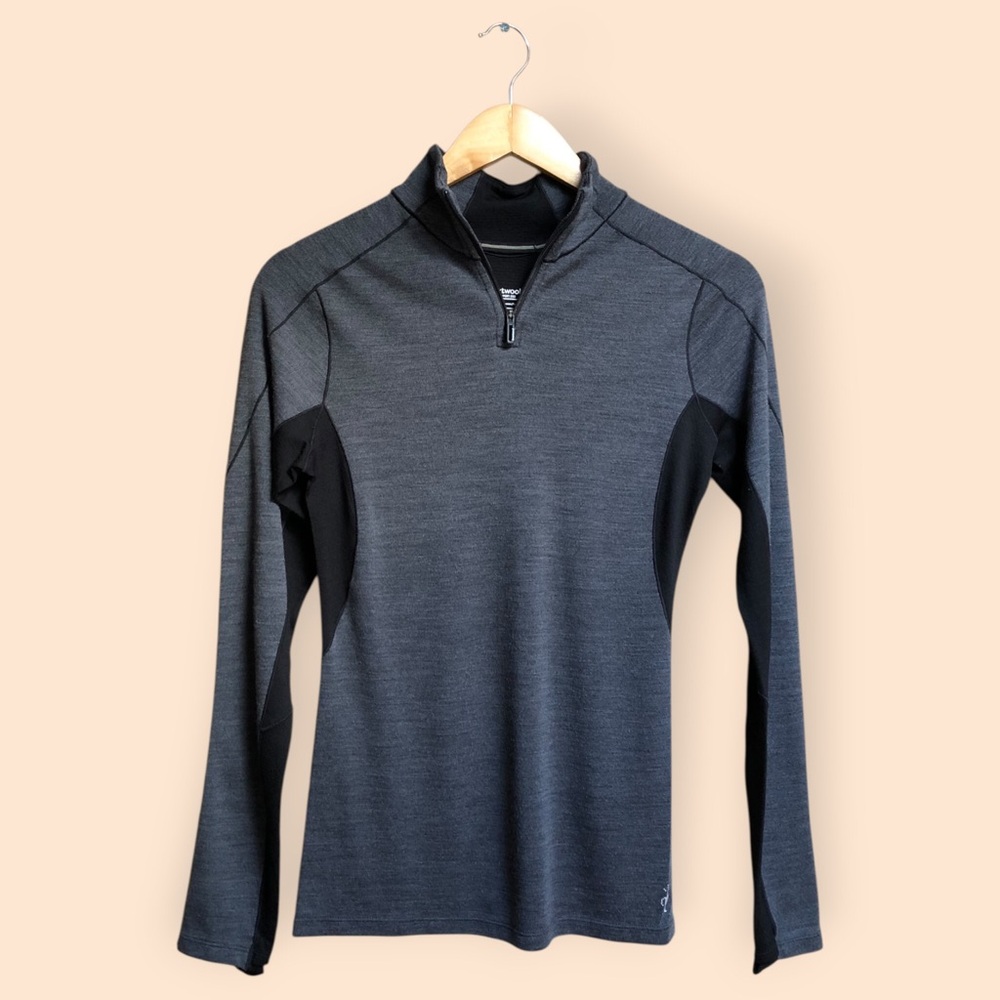 Smartwool Merino Sport 250 Quarter Zip Long Sleeve Top Gray Black Women’s XS